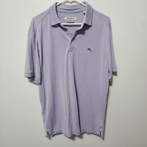 Tommy Bahama Island Zone Knit Polo Shirt Men's Large Purple Short Sleeve Button